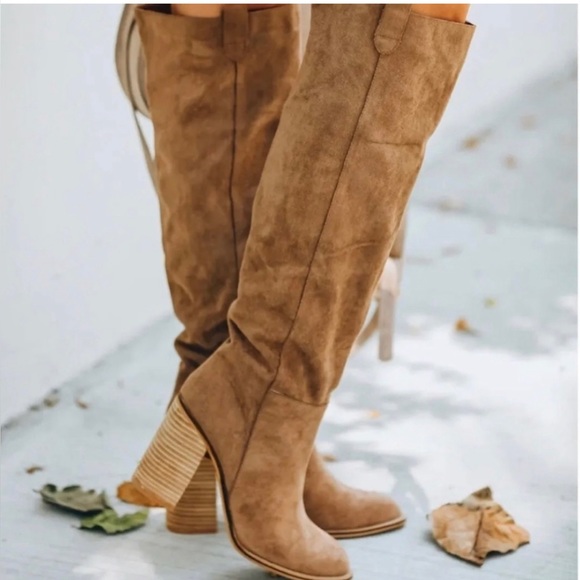 EUC Mi.iM “Saint” Slouch Over-the-Knee Suede Boots in Camel. Size 6.5 - Picture 3 of 15